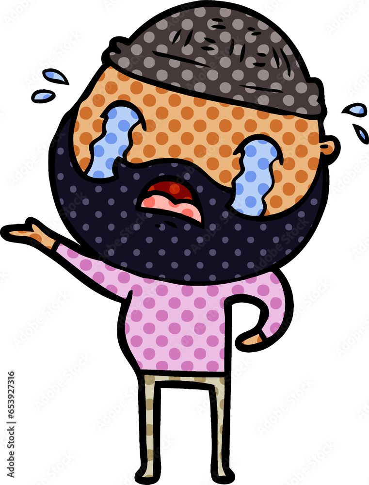 cartoon bearded man crying