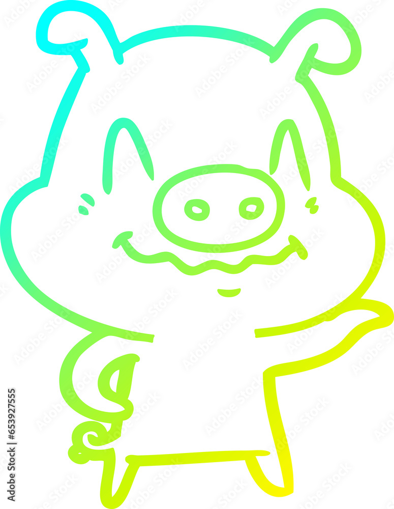 cold gradient line drawing of a nervous cartoon pig cold gradient line drawing of a nervous cartoon pig
