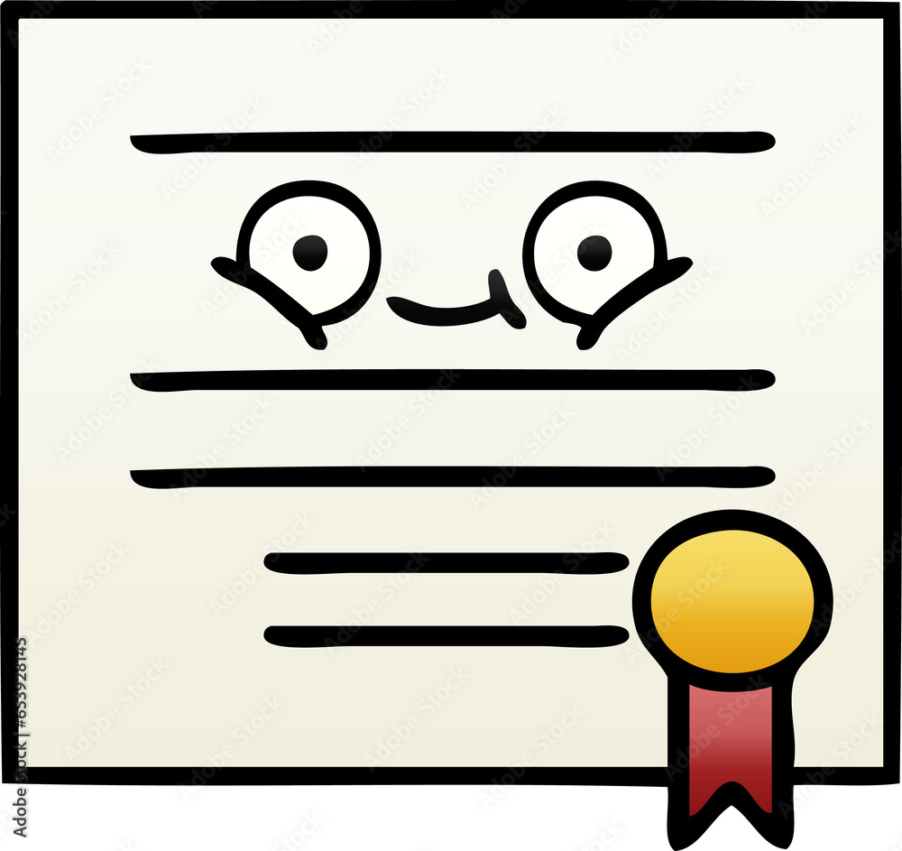 gradient shaded cartoon of a graduation diploma gradient shaded cartoon of a graduation diploma