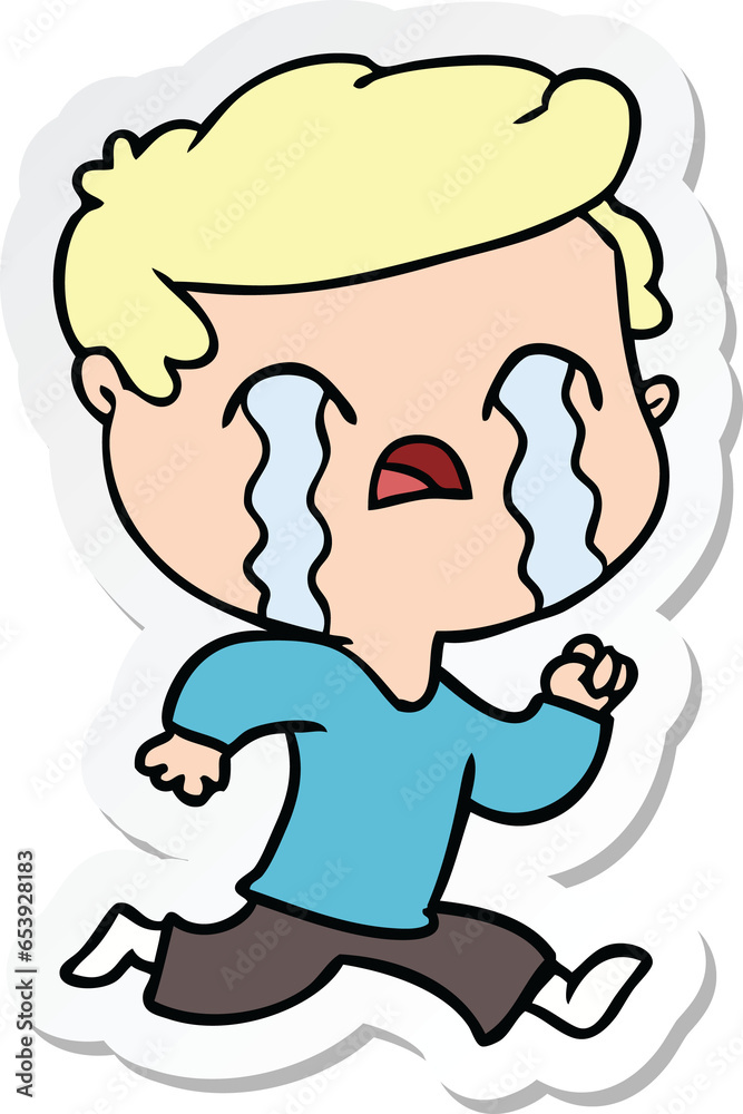 sticker of a cartoon man crying sticker of a cartoon man crying