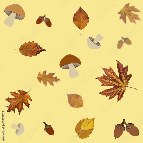 Seamless pattern, autumn, yellow leaves. Autumn leaves, seamless pattern, wallpaper image, textile, packaging