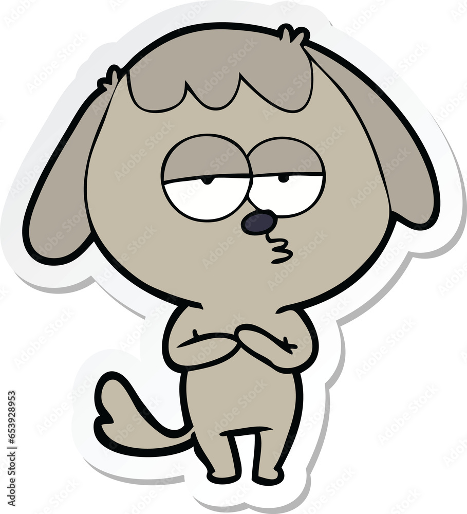 sticker of a cartoon bored dog sticker of a cartoon bored dog