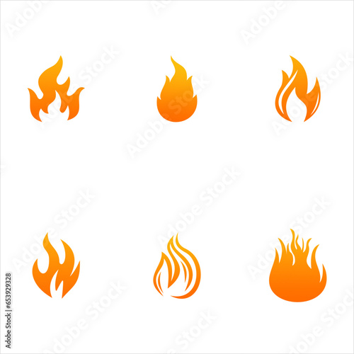 Fire Flame Icon Set Symbol of Fire