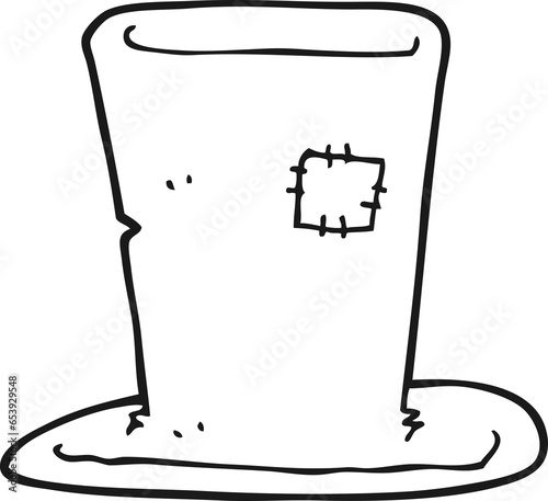 freehand drawn black and white cartoon tramp top hat