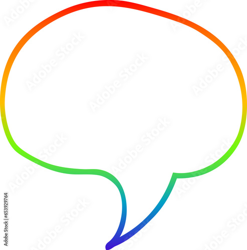rainbow gradient line drawing of a cartoon speech bubble