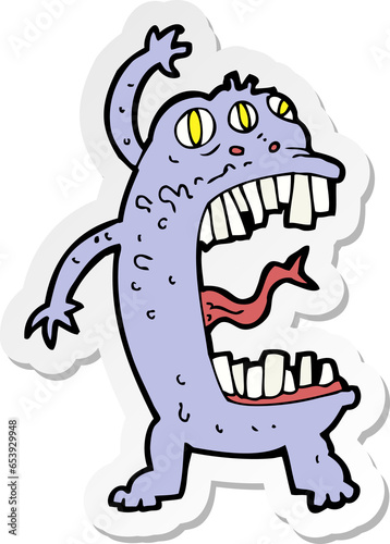 sticker of a cartoon crazy monster