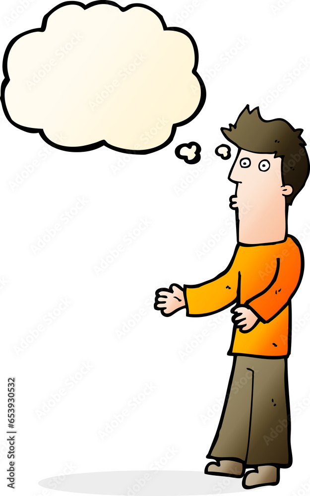 cartoon man explaining with thought bubble cartoon man explaining with thought bubble