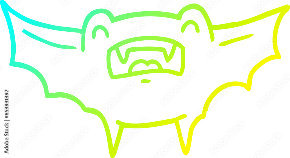 Fototapeta premium cold gradient line drawing of a cartoon vampire bat