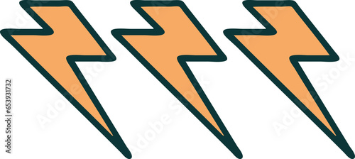 iconic tattoo style image of lighting bolts