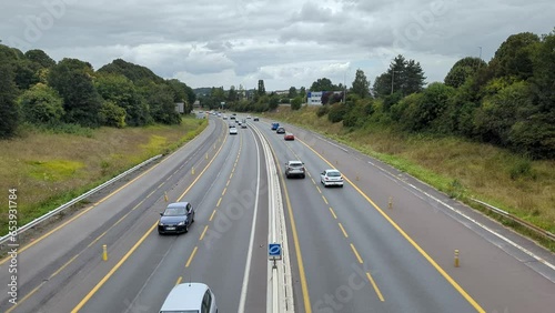 Normandy, France - June 20, 2023: View of the highway with cars moving along it.