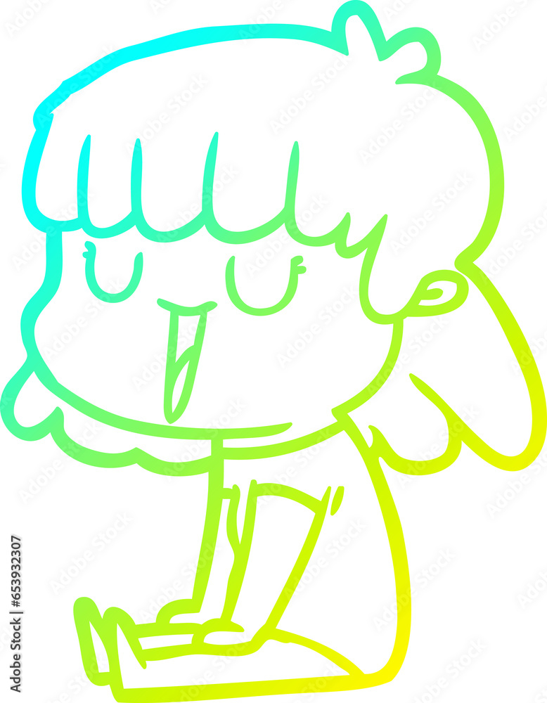 cold gradient line drawing of a cartoon woman cold gradient line drawing of a cartoon woman