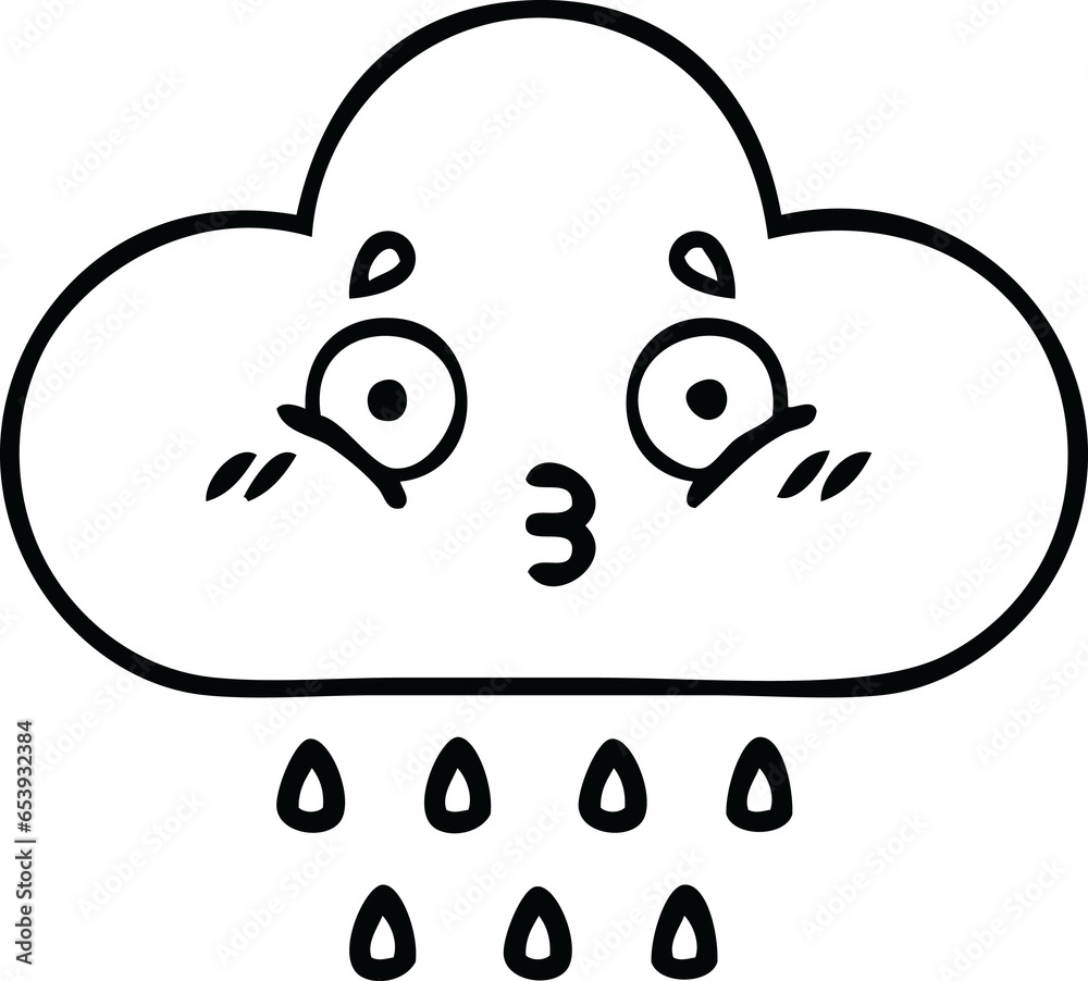 line drawing cartoon of a rain cloud line drawing cartoon of a rain cloud