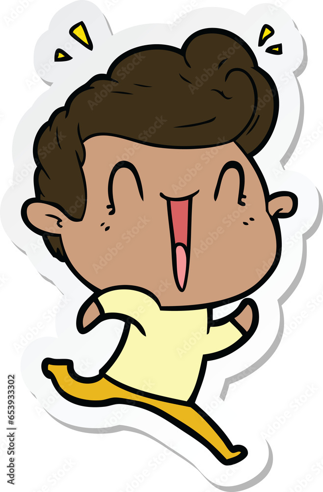 sticker of a cartoon excited man sticker of a cartoon excited man