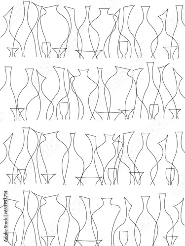 Posters with wine and glasses set. Abstract aesthetic banners with alcohol drink, bottles and glasses. Restaurant, cafe, evening date and sommelier seamless pattern, wall poster, print, textile, paper