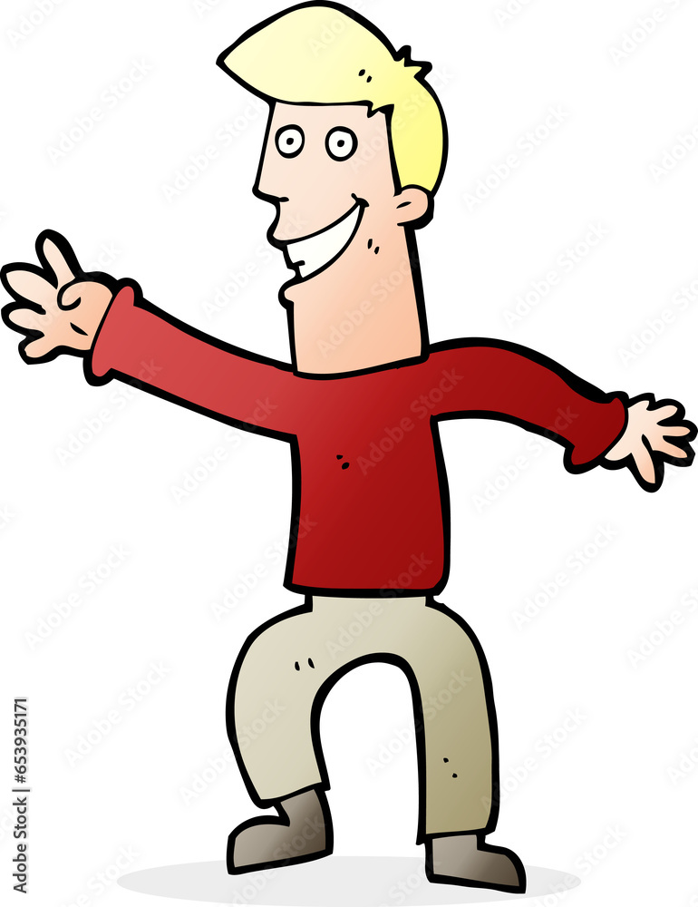 cartoon happy man dancing