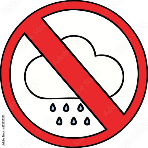 cute cartoon of a no rain allowed sign photo