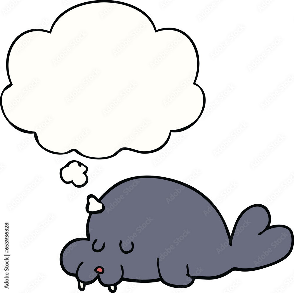 cartoon walrus with thought bubble cartoon walrus with thought bubble