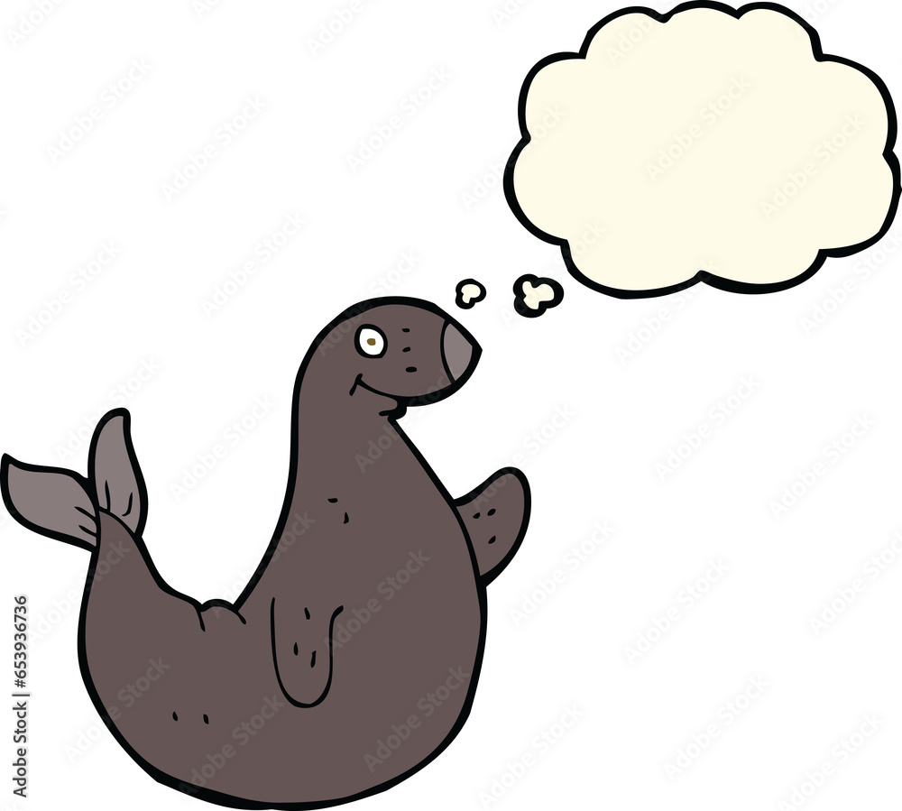 cartoon seal with thought bubble cartoon seal with thought bubble