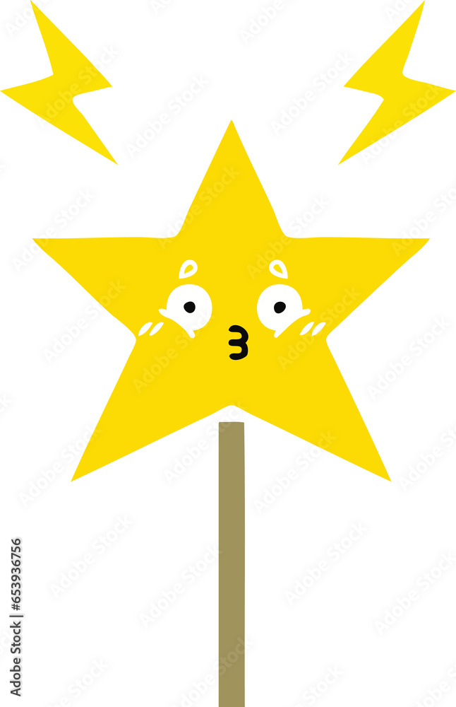 flat color retro cartoon of a magic wand flat color retro cartoon of a magic wand