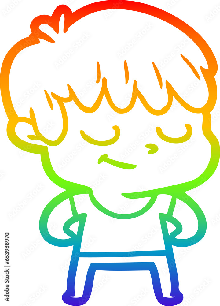 rainbow gradient line drawing of a cartoon happy boy rainbow gradient line drawing of a cartoon happy boy