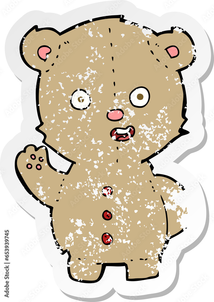 retro distressed sticker of a cartoon teddy bear retro distressed sticker of a cartoon teddy bear