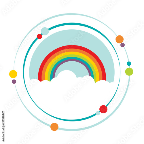 Rainbow in the clouds vector illustration graphic icon symbol