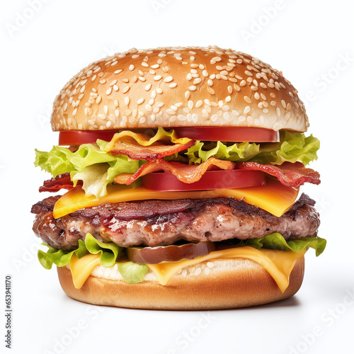 A juicy hamburger isolated on a white background