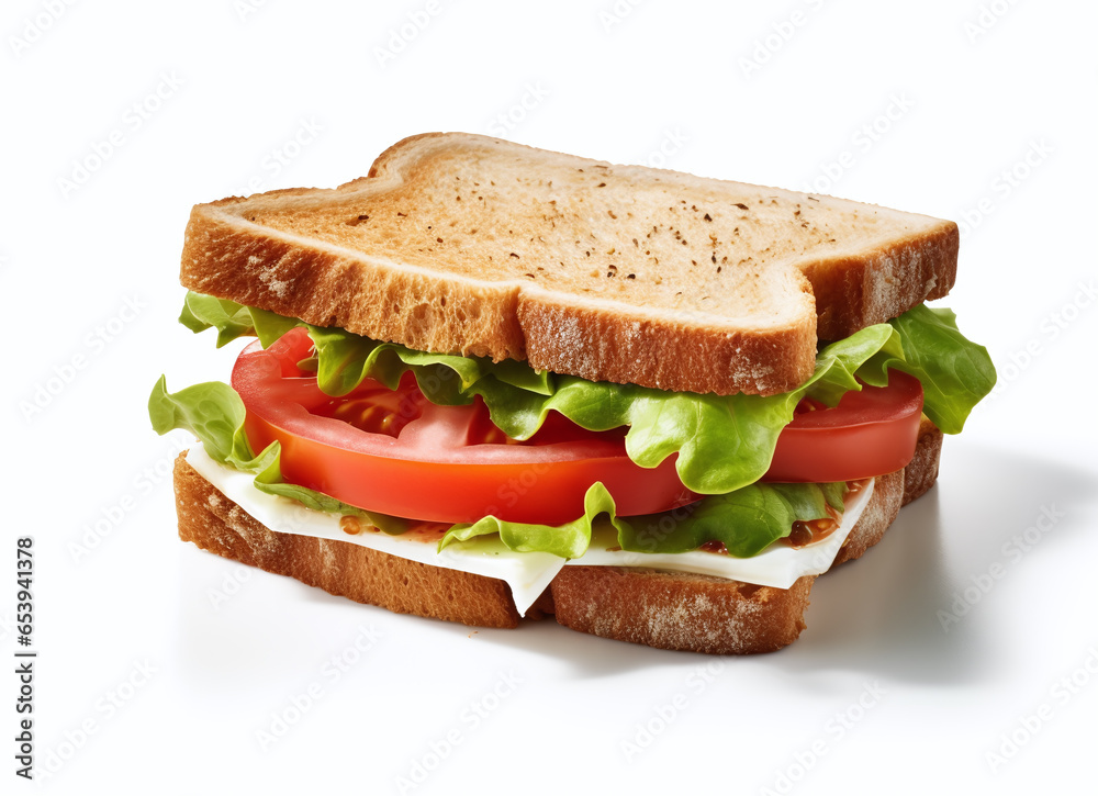 A tasty sandwich isolated on a white background A tasty sandwich isolated on a white background