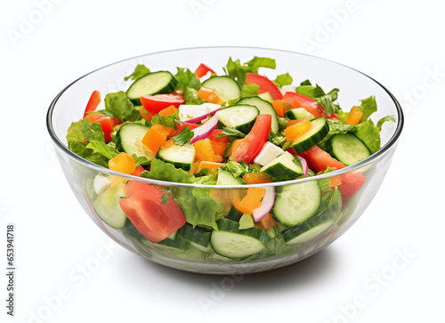 Fresh bowl of salad isolated on a white background