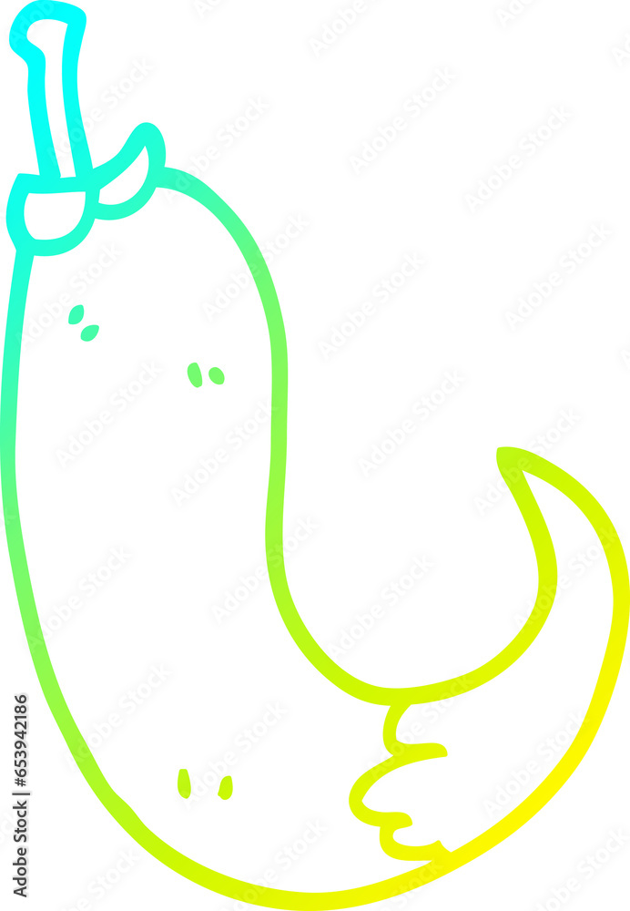 cold gradient line drawing of a cartoon red hot chilli pepper cold gradient line drawing of a cartoon red hot chilli pepper
