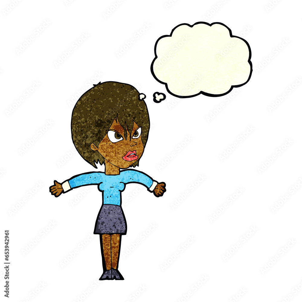 cartoon annoyed girl with thought bubble cartoon annoyed girl with thought bubble