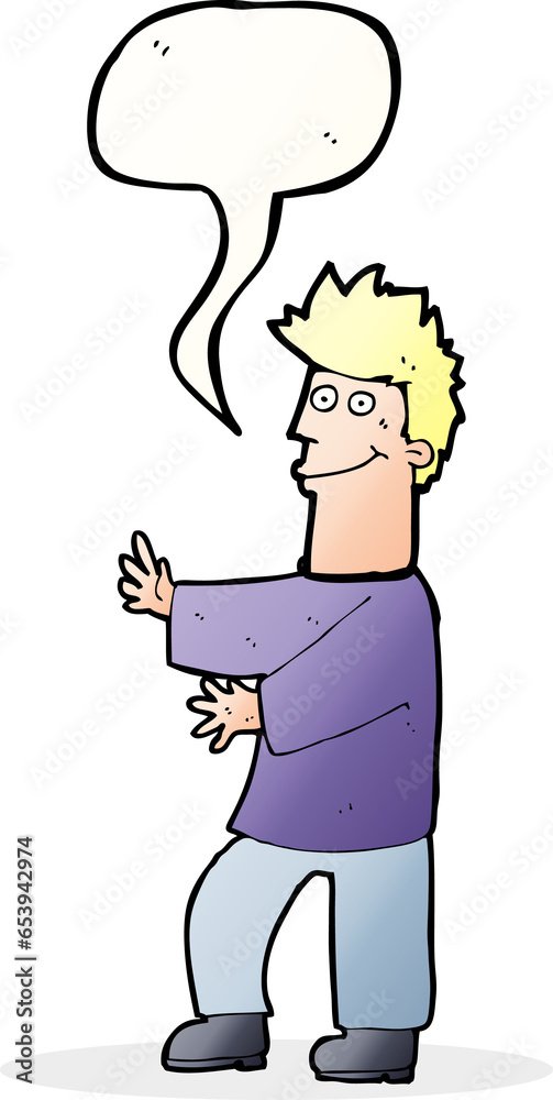 cartoon happy man with speech bubble cartoon happy man with speech bubble