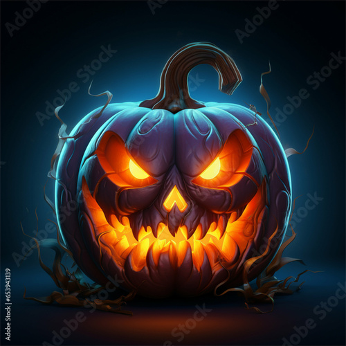 Spooky Pumpkin Stock Photo: Eerie Halloween Jack-O'-Lantern Images for a Haunting Season - Perfect for Fall and Halloween Designs to Send Chills Down Your Spine - GENERATIVE ART 