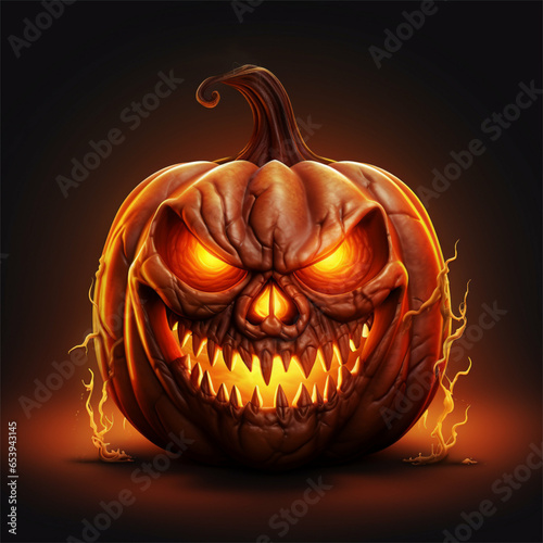 Spooky Pumpkin Stock Photo: Eerie Halloween Jack-O'-Lantern Images for a Haunting Season - Perfect for Fall and Halloween Designs to Send Chills Down Your Spine - GENERATIVE ART 