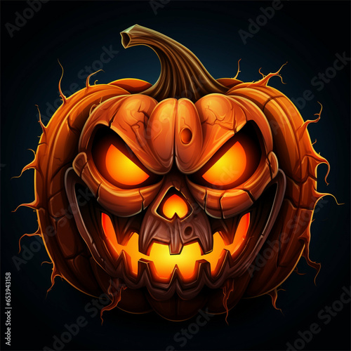 Spooky Pumpkin Stock Photo: Eerie Halloween Jack-O'-Lantern Images for a Haunting Season - Perfect for Fall and Halloween Designs to Send Chills Down Your Spine - GENERATIVE ART 