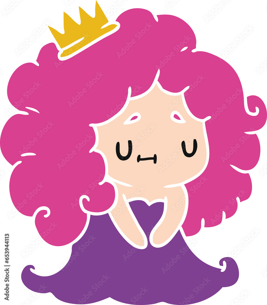 cartoon illustration of a cute kawaii princess girl cartoon illustration of a cute kawaii princess girl