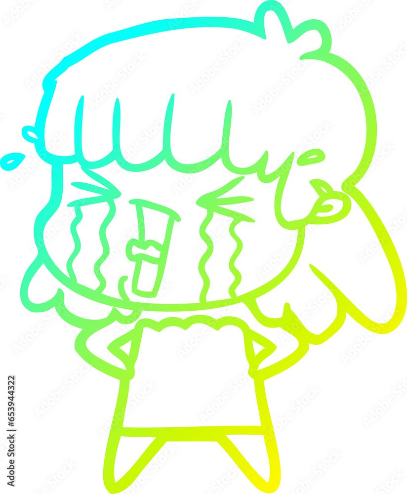 cold gradient line drawing of a cartoon woman cold gradient line drawing of a cartoon woman