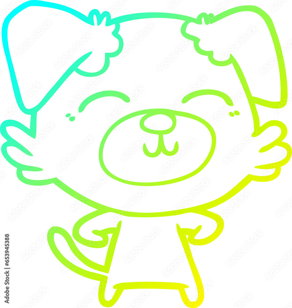 Fototapeta premium cold gradient line drawing of a cartoon dog