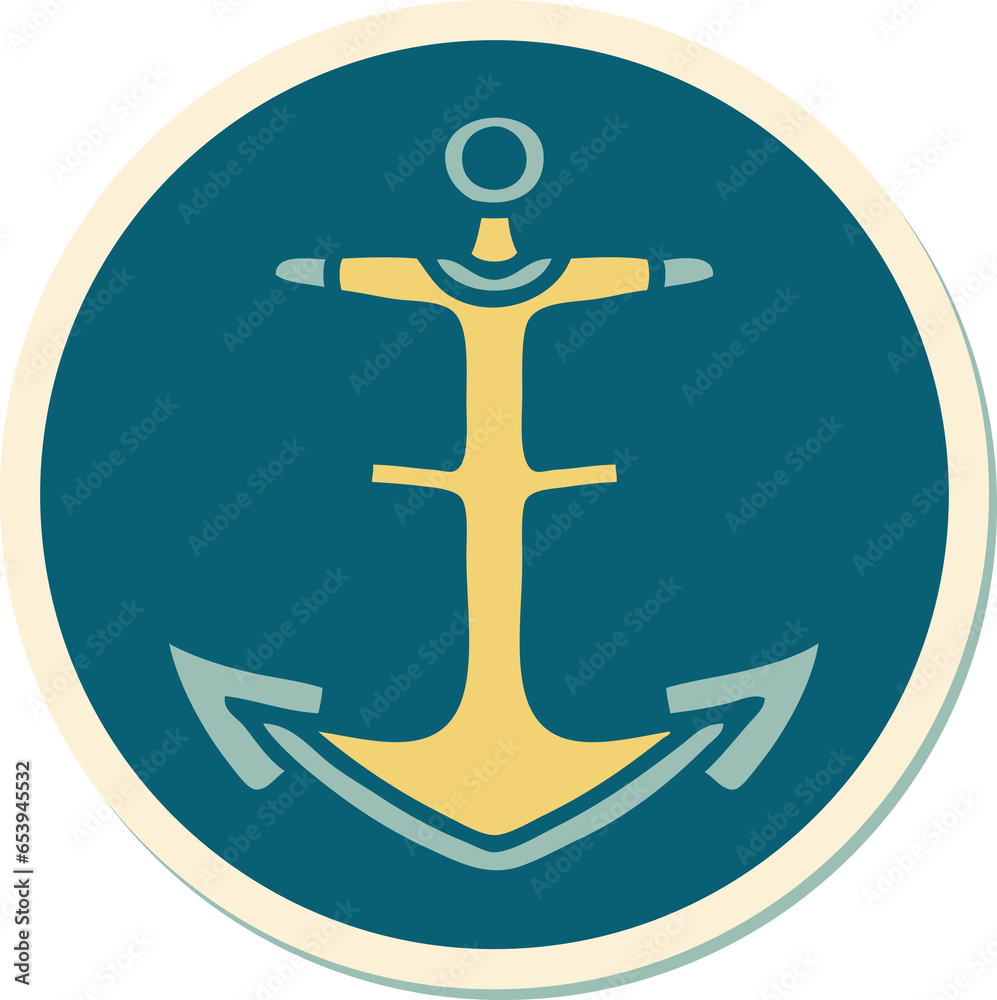 sticker of tattoo in traditional style of an anchor sticker of tattoo in traditional style of an anchor