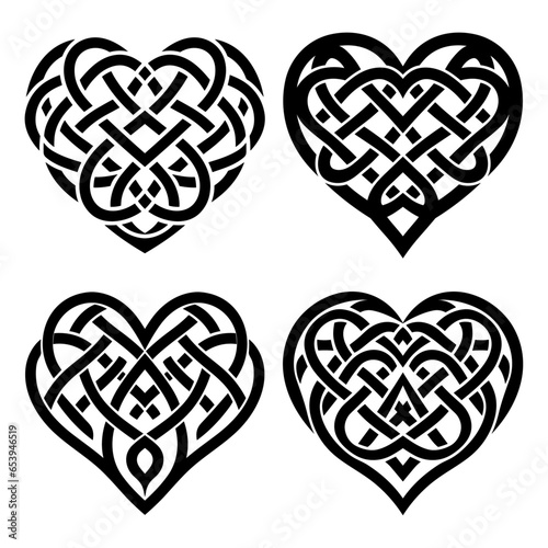 Vector heart celtic knot set
