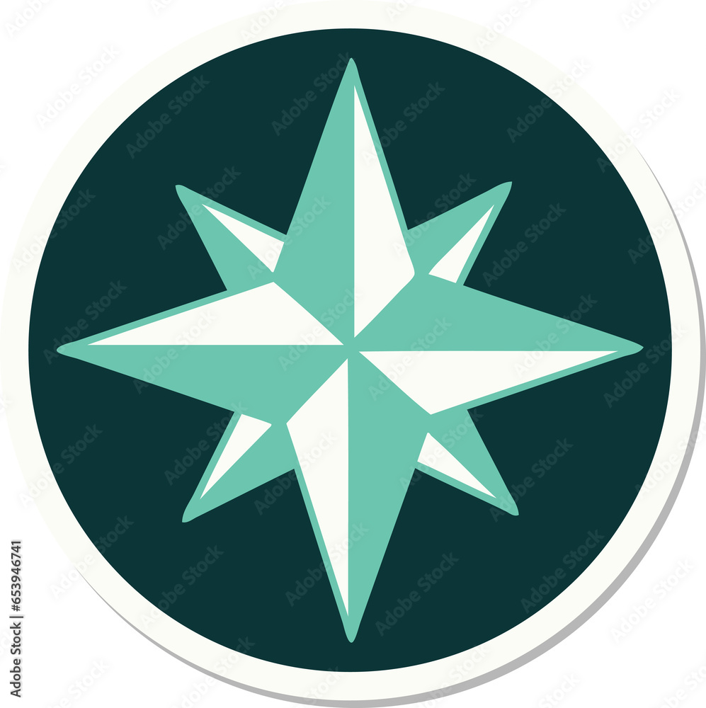 sticker of tattoo in traditional style of a star sticker of tattoo in traditional style of a star