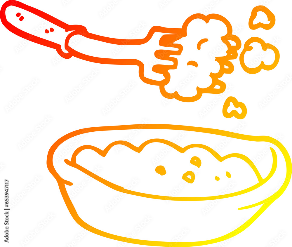 warm gradient line drawing of a cartoon bowl of food warm gradient line drawing of a cartoon bowl of food