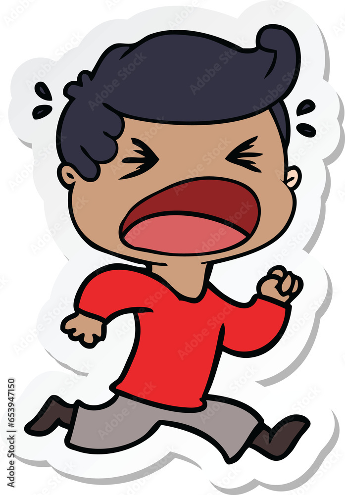sticker of a cartoon shouting man sticker of a cartoon shouting man