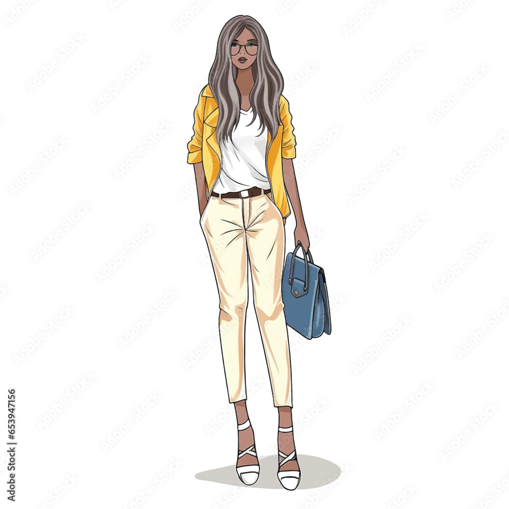  Fashion Girl with sunglasses vector ilustration