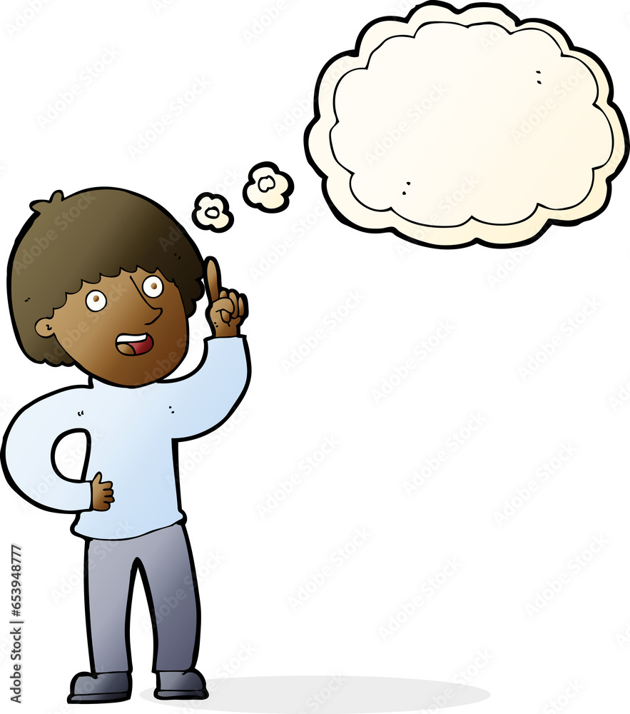 cartoon man with idea with thought bubble cartoon man with idea with thought bubble
