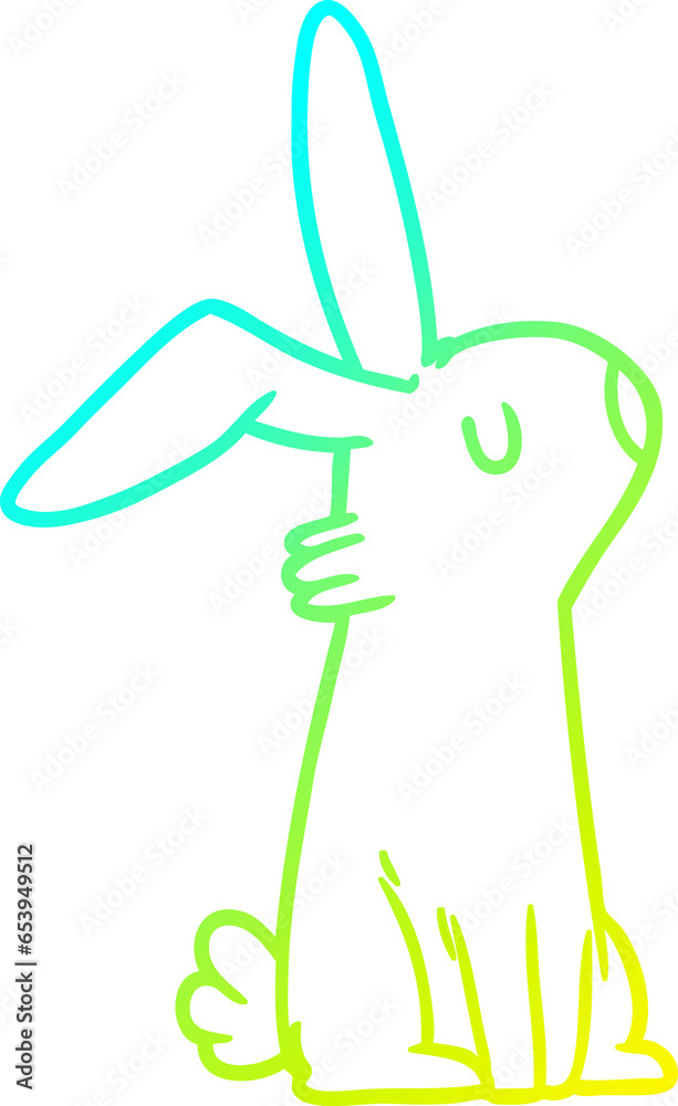 cold gradient line drawing of a cartoon rabbit cold gradient line drawing of a cartoon rabbit