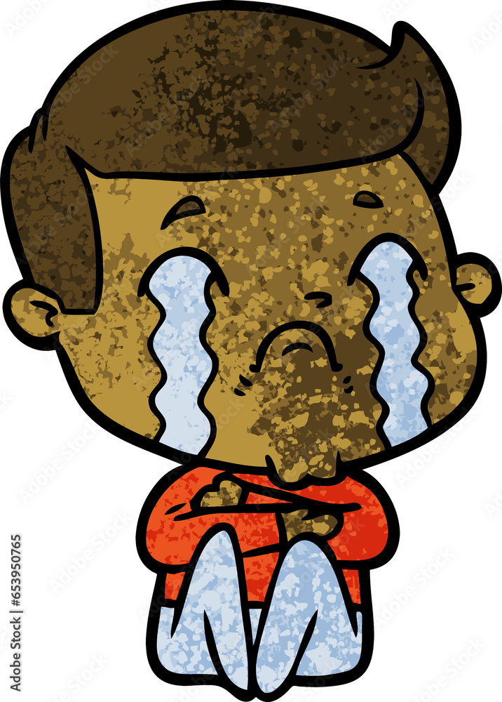 Obraz premium cartoon man crying