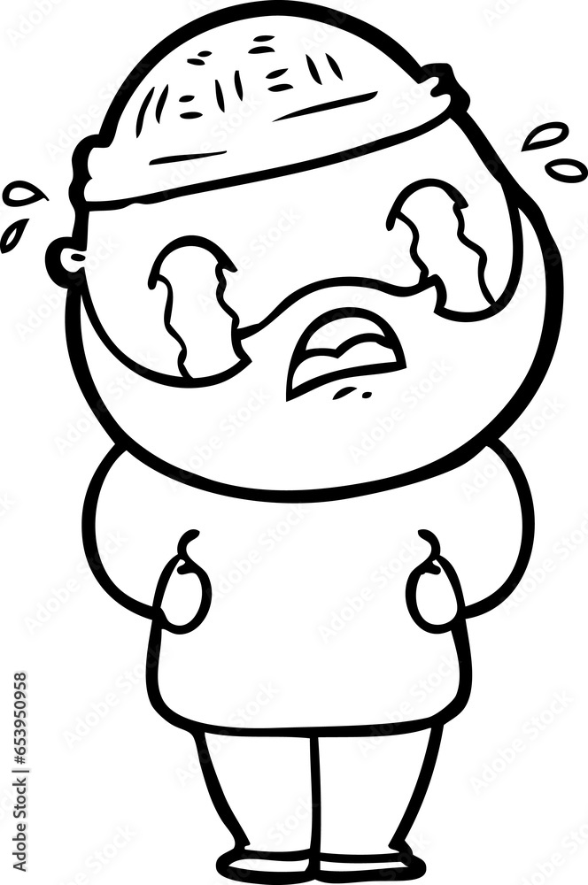 cartoon bearded man crying