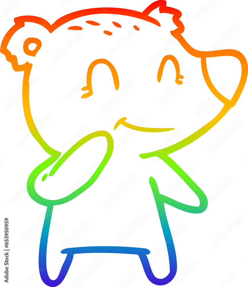 rainbow gradient line drawing of a smiling polar bear cartoon rainbow gradient line drawing of a smiling polar bear cartoon