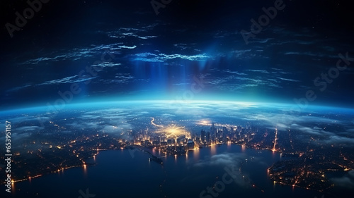 planet earth and sunrise. the image of the earth.